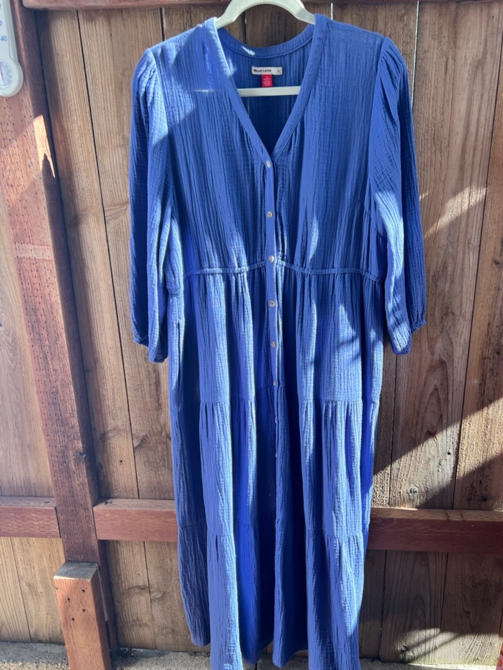 Marine Layer Periwinkle Button-Front Tiered Midi Dress - Picture 7 of 12